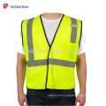 ANSI / ISEA Classe 2 sécurité 100% Polyester maille gilet haute visibilité vêtements de travail réfléchissants avec des poches jaune